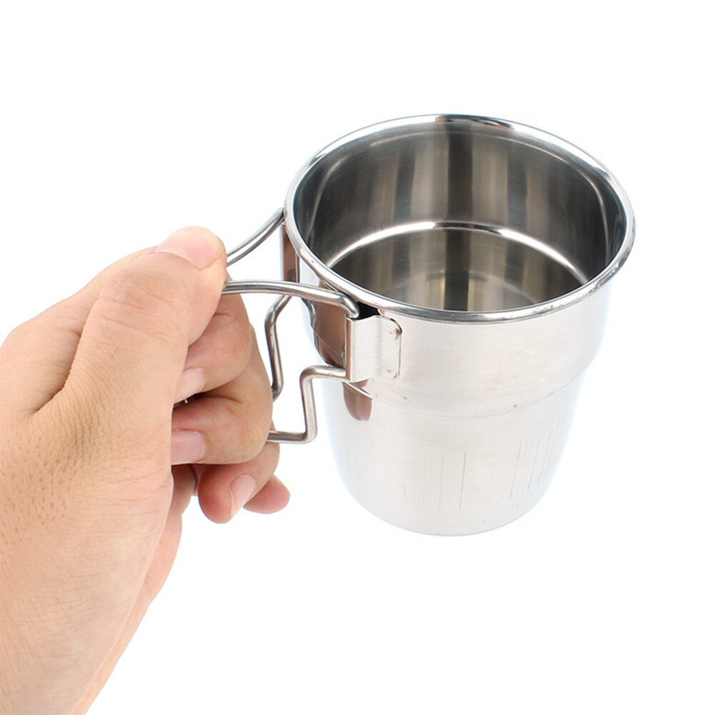 4 Pz/impostato Portatile Tazza di Caffè Manico Pieghevole barbecue tutto'aperto Arrampicata picnic Escursionismo Campeggio Tazza Articoli E Attrezzature per Acqua, Caffè, Tè di Birra in Acciaio Inox