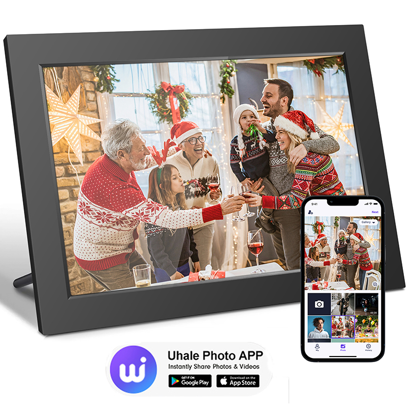 Digital bilderamme 10.1 tommer 32g wifi fotoramme 1280 x 800 hd ips berøringsskjerm automatisk rotasjon bildedeling via app dekorativ