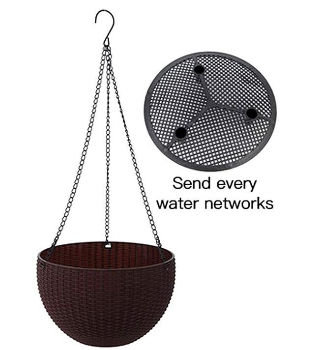 Wiszące kosze domowe ganki balkon wisząca donica dekoracyjne kosze doniczki doniczkowe łańcuch z tworzywa sztucznego wisząca donica s koszyk: Brązowy