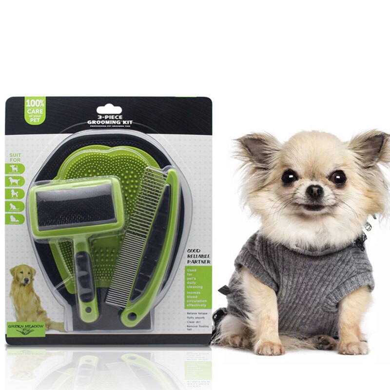 Cepillo de pelo para perros y gatos, guante de aseo para perros, Juego de cepillos de limpieza para baño, Golden Retriever, Bulldog Francés, suministros para mascotas