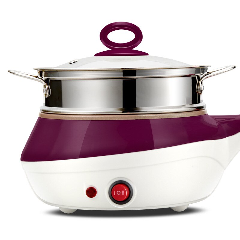 Mini Rvs Steamer Eieren Boiler Elektrische Koekenpan Multifunctionele Fornuis Keuken Koken Pot Gebakken Steak Koekenpan: Purple / UK