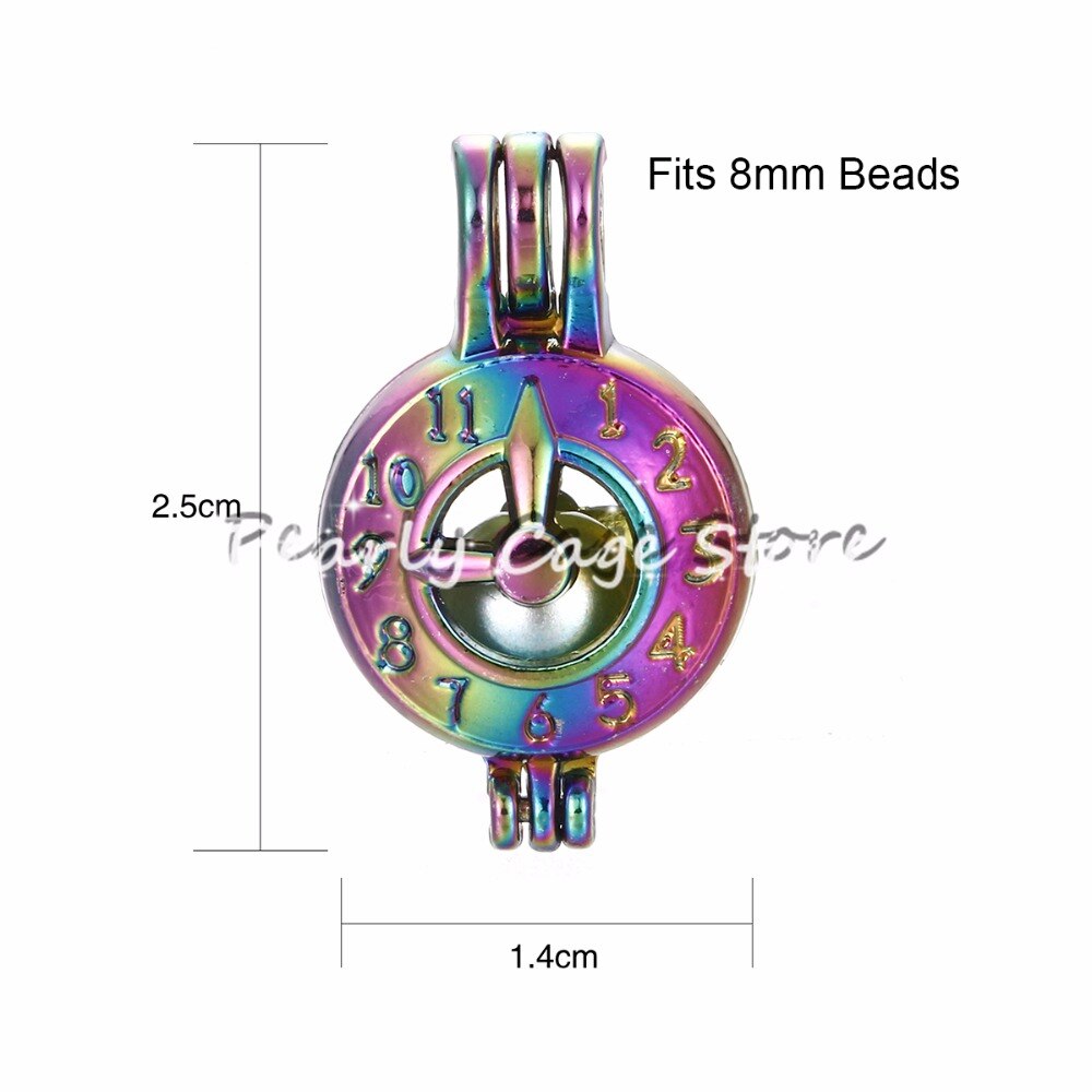 5 pcs Rainbow Kleur Klok Parel Kooi Kralen Kooi Essentiële Olie Diffuser Charmes Medaillon Hanger DIY Sieraden Maken voor Oyster parel