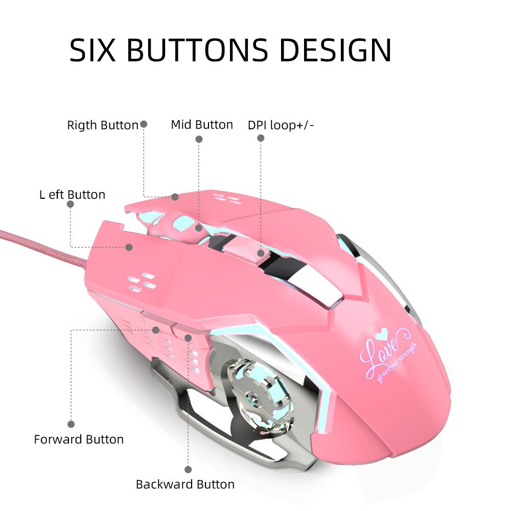 UTHAI DB24. The pink gaming mouse 3200dpi office mouse optical mouse, ergonomic mouse, suitable for notebook computers