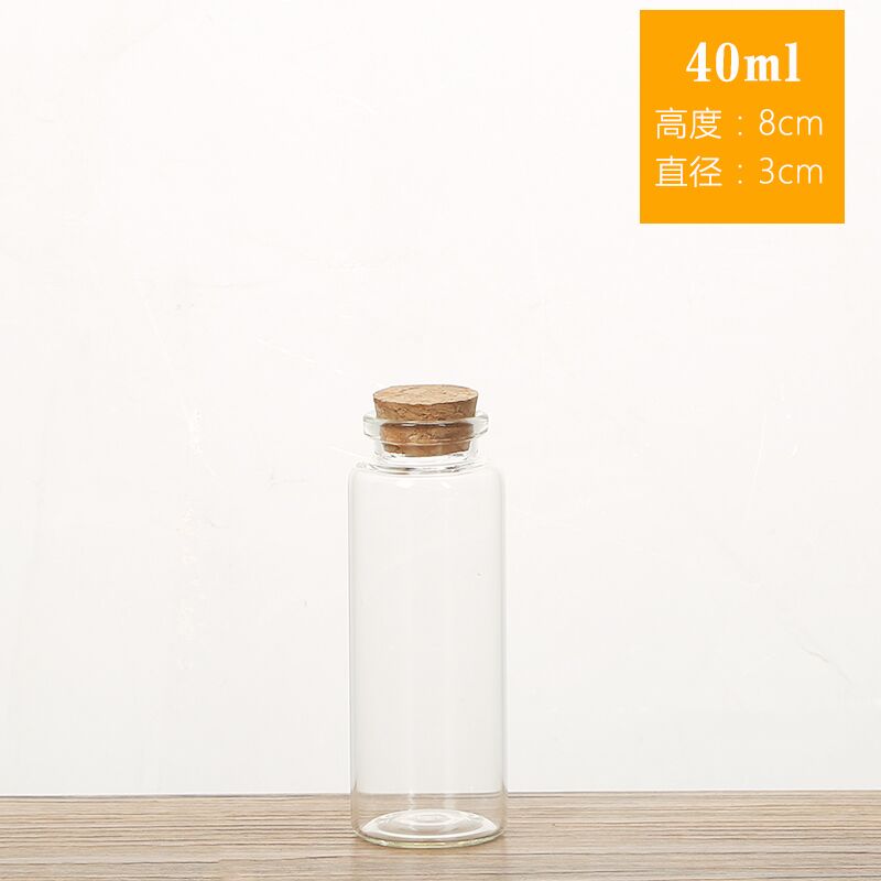 5pcs/lot 10/15/20/25/30/40/55ml Clear Glass Bottle Vials Empty Sample Jars with Cork Stopper Message Vial Weddings Wish Bottle