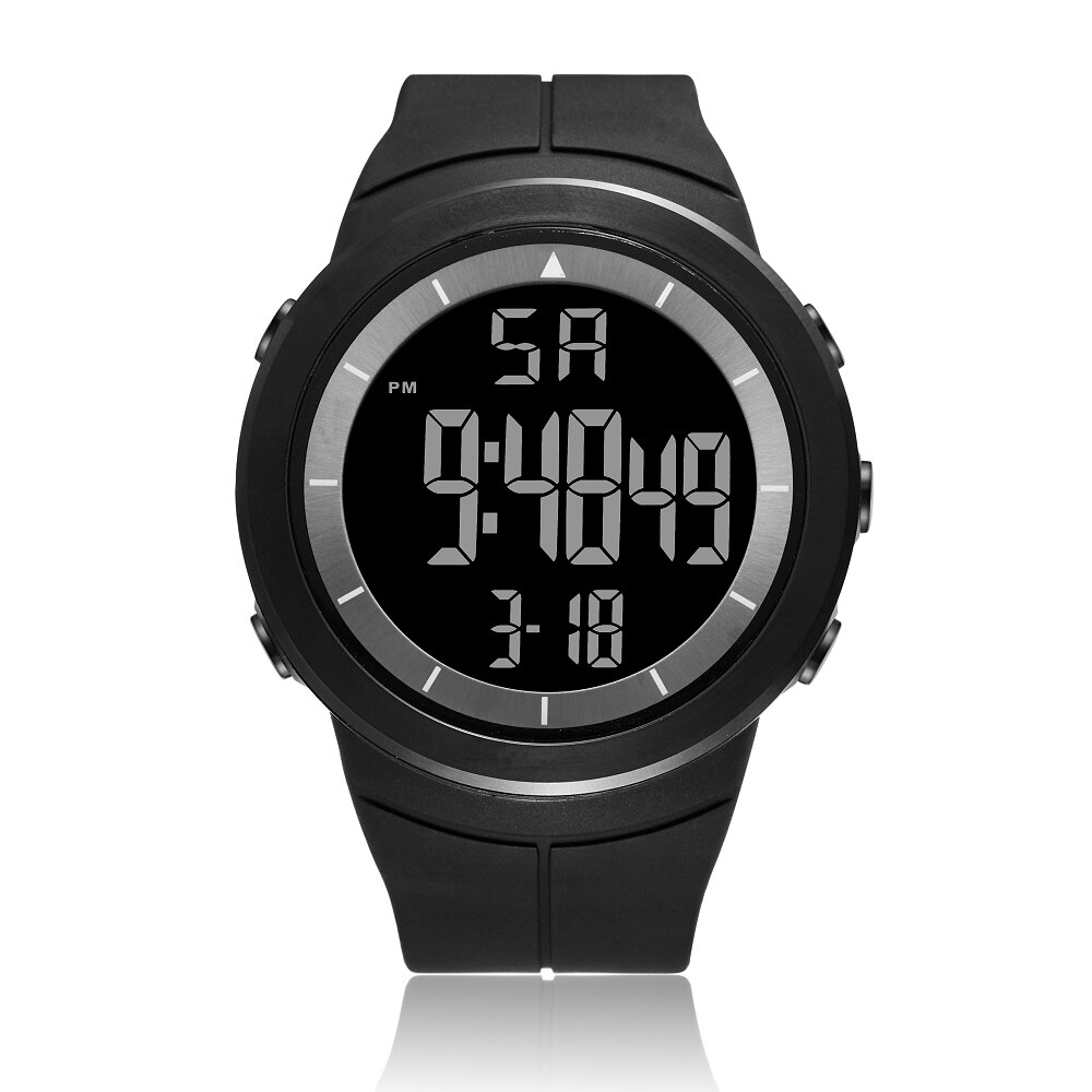 Ohsen Mode Lcd Digitale Mannen Horloge 50M Waterdichte Leger Greenoutdoor Sport Hand Mannelijke Klokken Relogio Masculino: Black Watch