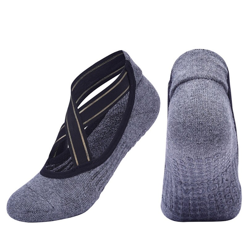 USHINE-Calcetines de Yoga de vendaje de para mujer, medias antideslizantes con fondo de toalla para Pilates, transpirables, de secado rápido, sin espalda, para baile: gray