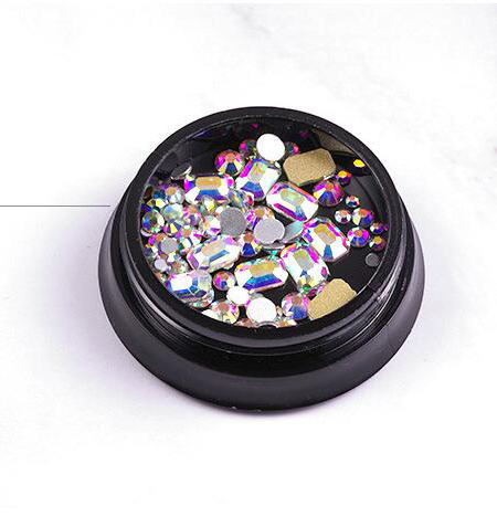 Piedra para Nail art y cuentas de vidrio brillante cuadrado AB diamantes de imitación de cristal claro decoración mixta en tarro piedras brillantes ZR01-10 de dijes: ZR06