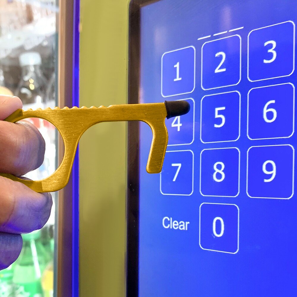 2pc cuivre alliage d'aluminium Anti-contact ouvre-porte écran tactile porte-clés pas de touche clé ouvre-porte poignée de porte presse ascenseur outil