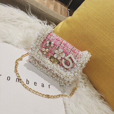 Bekasnoew Mode kinderen Handtassen Snoep Meisjes Boog Messenger Bags Kid Flap Schoudertassen: pink beading