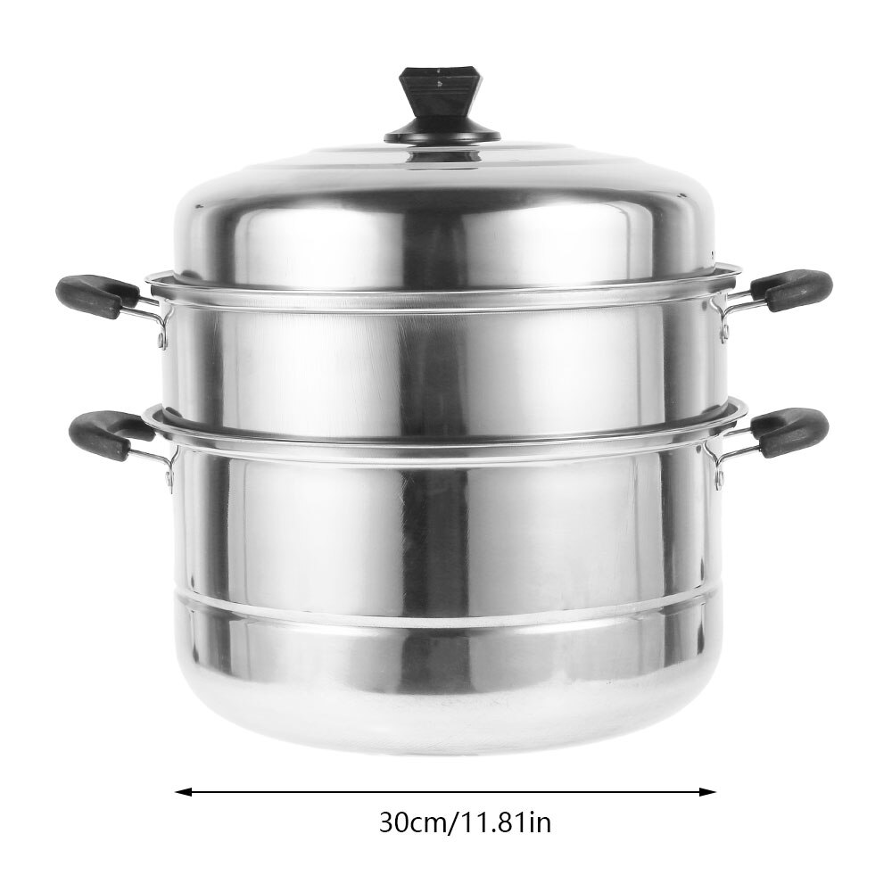 Roestvrij Staal Twee Drie Layer Dikke Steamer Pot Soep Stoom Pot Universele Kookpot Voor Inductie Fornuis Gasfornuis: Three layer X 30CM