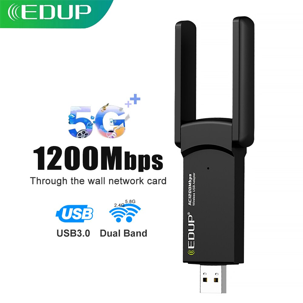 Adattatore Wifi Wireless Usb EDUP 1200Mbps 2.4G/5GHz scheda di rete Wifi AP adattatore Dongle Wifi Dual Band WiFi USB3.0 Ethernet per PC