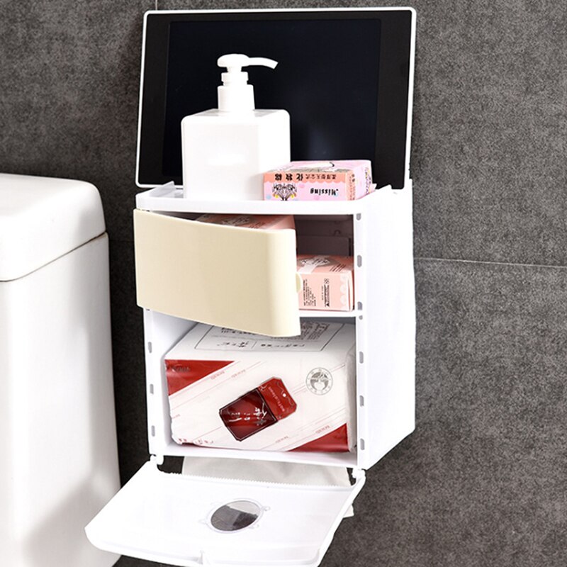 Porte-papier hygiénique étanche en plastique porte-serviettes en papier mural salle de bain étagère boîte de rangement Portable porte-rouleau de toilette