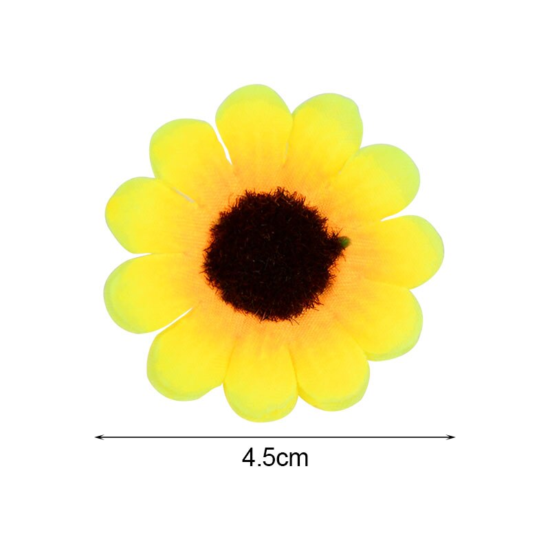 100 stk 4.5cm mini solsikke silke kunstige blomster hoveder daisy blomst til bryllupsfest hjem dekoration diy scrapbooking krans