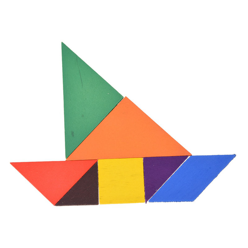 Pädagogisches siebenteiliges holzpuzzle, tangram, denkspiel, babyspielzeug