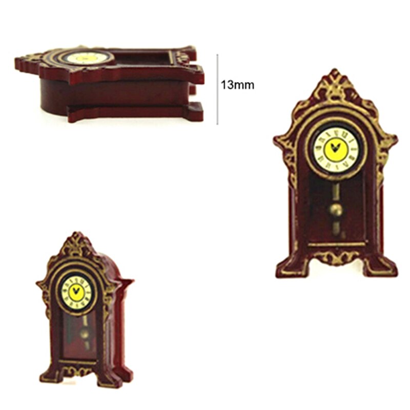 1:12 Mini Wooden Dollhouse Miniature Accessories Pendulum Clock Simulation Furniture Model Toys for Doll House Decoration