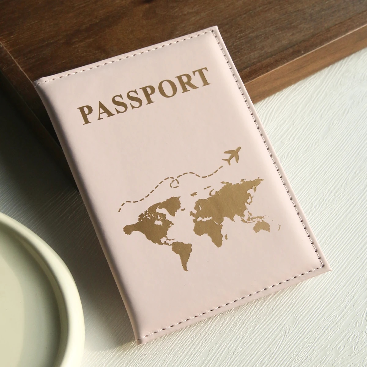 Reisepasshülle mit Weltkarte, Reisepasshülle, Organizer, schützendes Kartenetui, Ausweis, Dokument, Reisepass, Brieftasche, Kreditkartenetui: Rosa