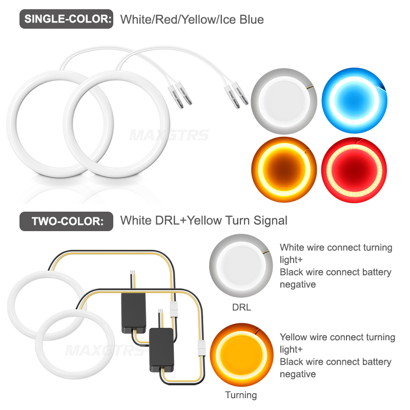 2 Stuks Daytime Running Koplamp Lamp Auto Angel Eyes Led Halo Ring Koplamp Drl 12V 60Mm 70Mm 80Mm 90Mm 100Mm 110Mm 120Mm