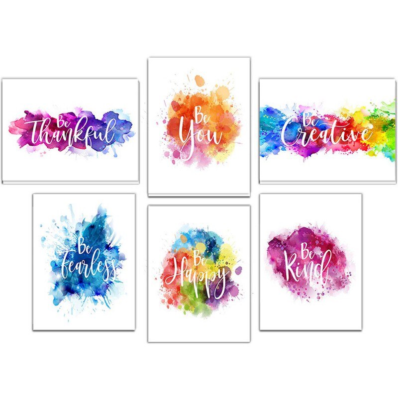 Aquarel Moderne Minimalistische Slogan Kantoor Decoratie Schilderen Frameloze Engels Motto Inspirerend Poster Decor ·: A