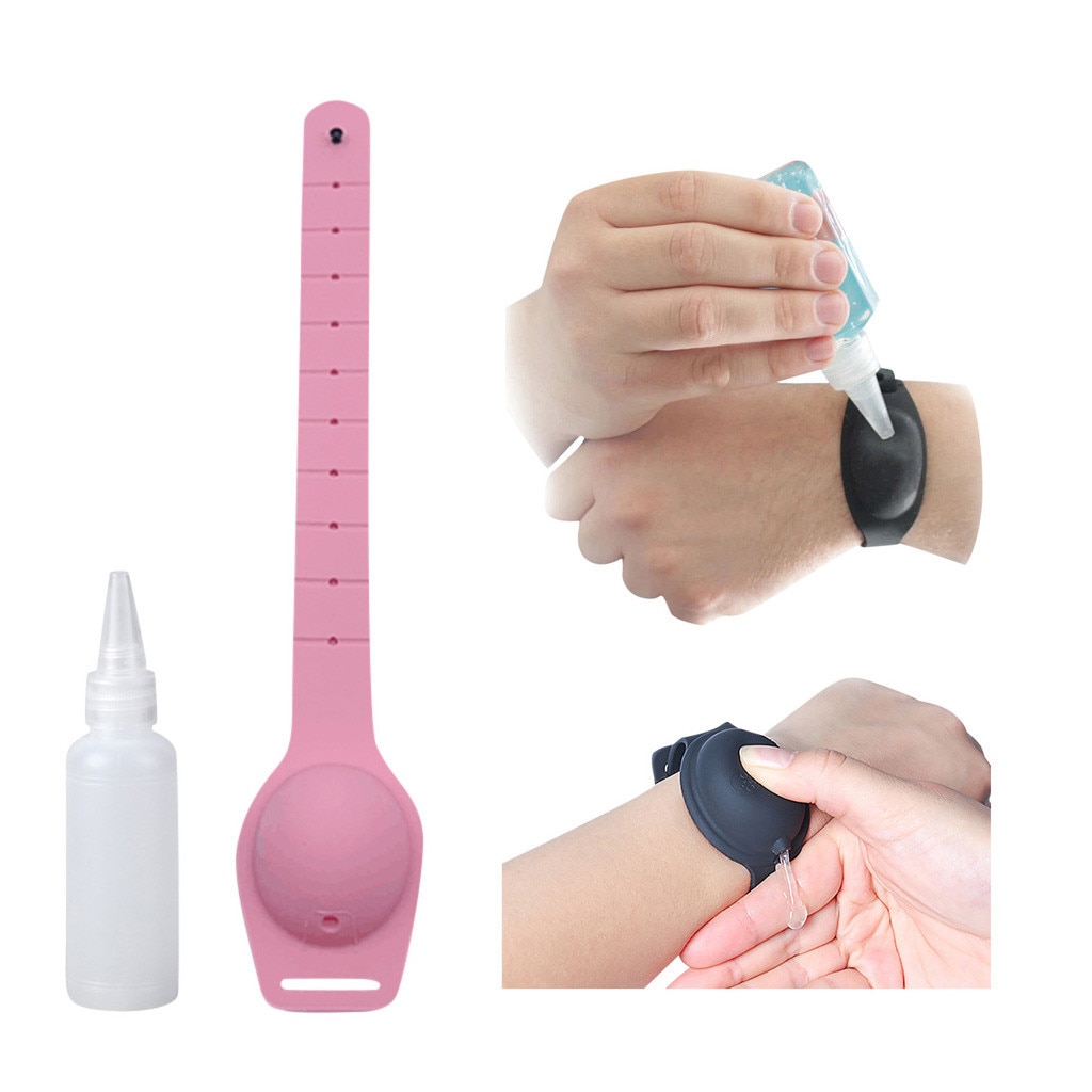 Bracelet distributif en Silicone, Bracelet de montre avec Gel désinfectant pour les mains, avec pompes à bec, 10ml # M, 5 pièces