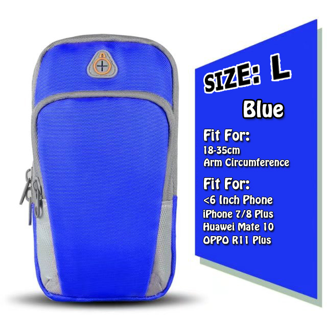 Mobiele Telefoon 6 Inch Sport Armband Running Case Voor iPhone X 8 Plus Galaxy S9 Waterdicht Camo Nylon Outdoor GYM bag Headset Poort: Blue (L)
