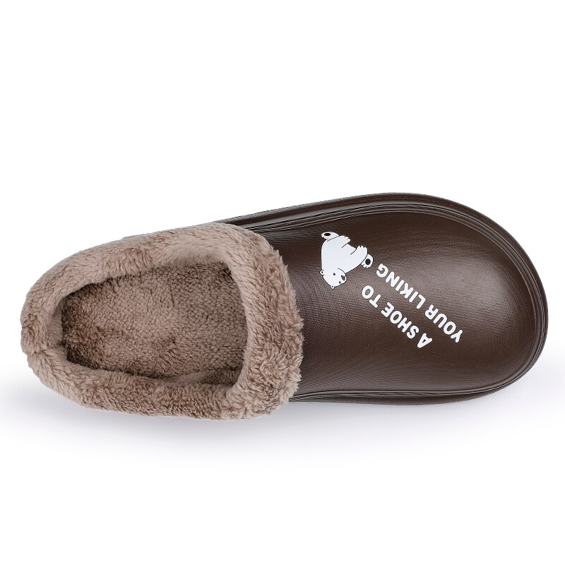 Zuecos de casa de invierno para hombre, zapatillas de levantar con impresiones, Forro cálido de felpa, zapatos impermeables para casa, zuecos cálidos de ,