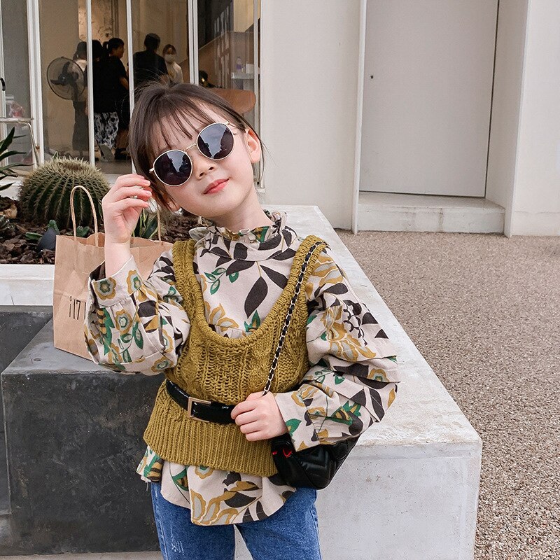 2021 autunno nuovo arrivo ragazze moda camicette floreali vestiti per bambini