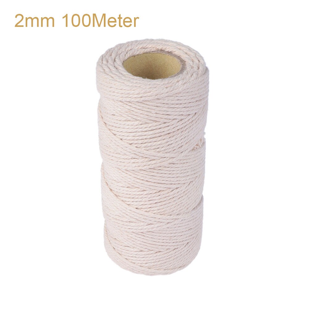 100%  natuurlijke beige katoenen gedraaide koorden, macramé, ambachtelijk touw, handgemaakte verpakking, doe-het-zelf, huisdecoratie: 2mm 100 meter