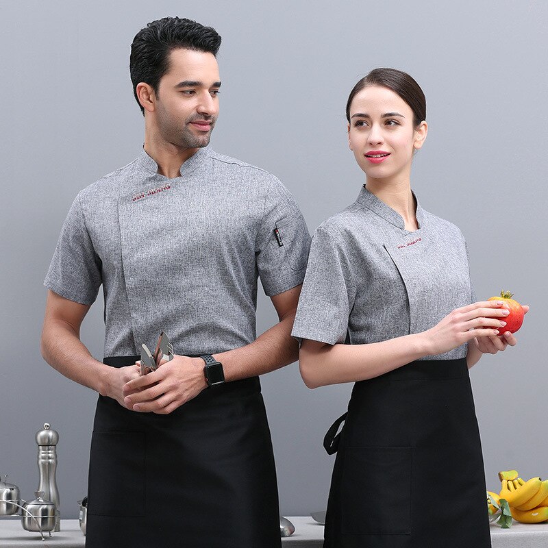 Ropa de restaurante Avental, uniforme de Chef de Hotel, camisa después de Catering, restaurante, cocina, cantimplora, ropa de herramientas en verano