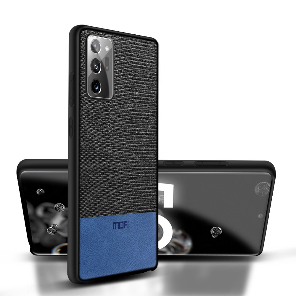 Per la Nota di Samsung 20 Ultra Caso MOFI Per Samsung Galaxy Note 20 Ultra Copertura Posteriore Della Cassa Antiurto Tessuto Nota 20 di lusso Funda: For Note 20 Ultra / Black with Blue