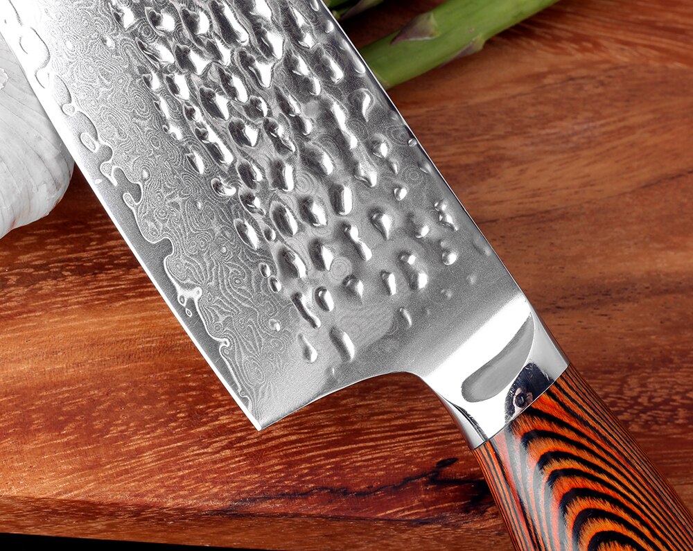 Xituo 7 + 8 "Inch Japanse Keuken Messen Damascus Staal Gesmeed Koksmes Houten Handvat Japan Staal Santoku Cleaver utility Messen