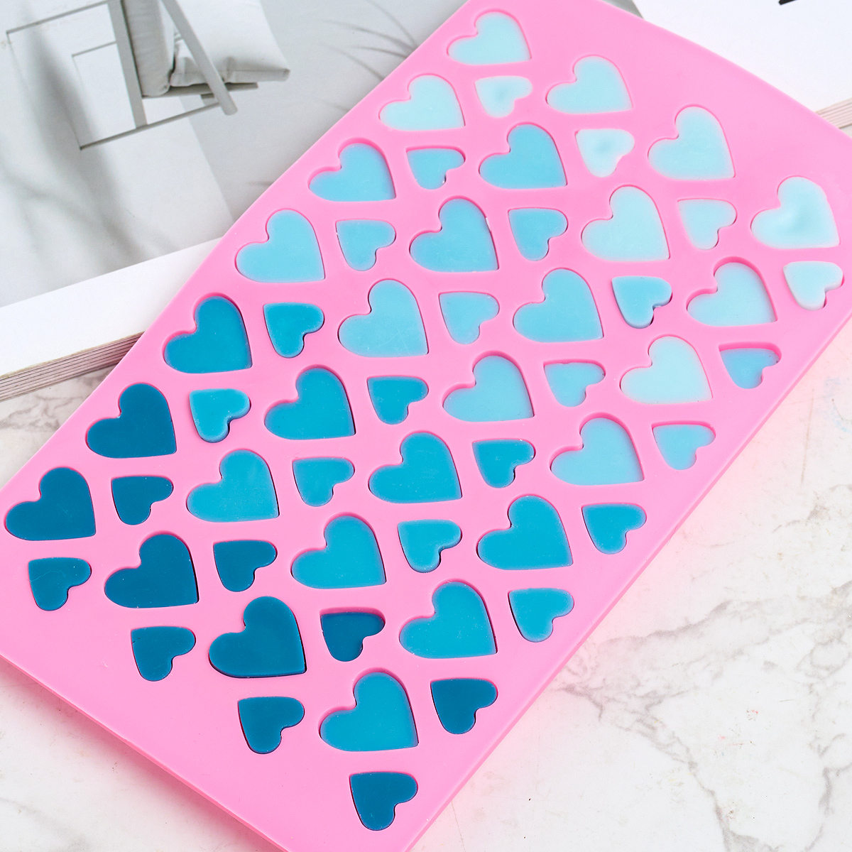 Molde de vela de silicona con forma de corazón de 56 compartimentos, bricolaje, grande, pequeño, pastel de amor, bandeja de hielo de Chocolate, moldes para hornear, decoración del hogar y vacaciones