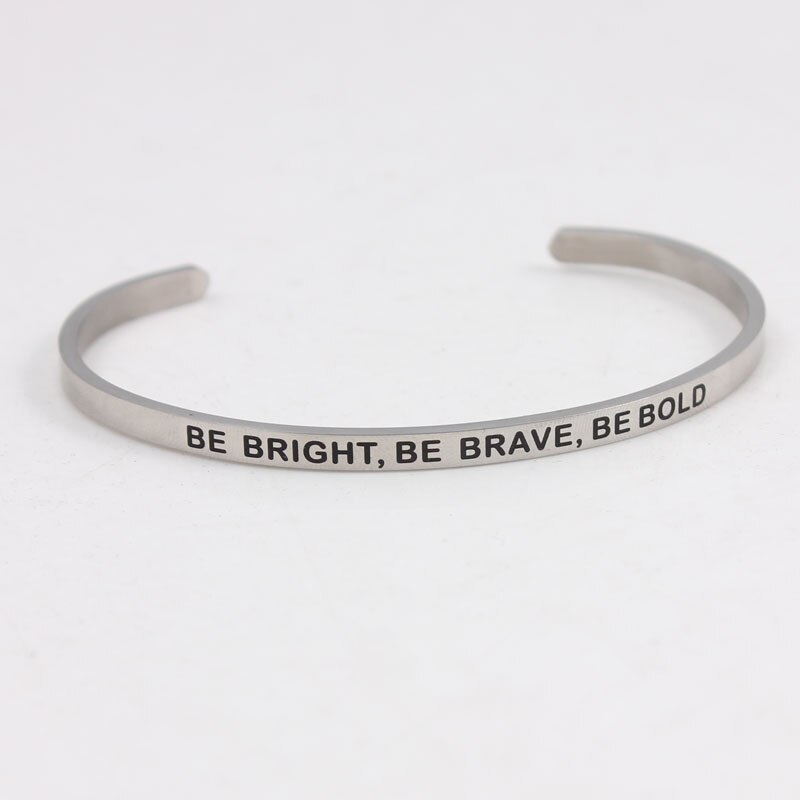 Neuheiten BROTHER Edelstahl Inspirational Positive Zitieren Manschette Mantra Armbänder & Armreifen Für Frauen Beste: BE BRIGHE BE BRAVE