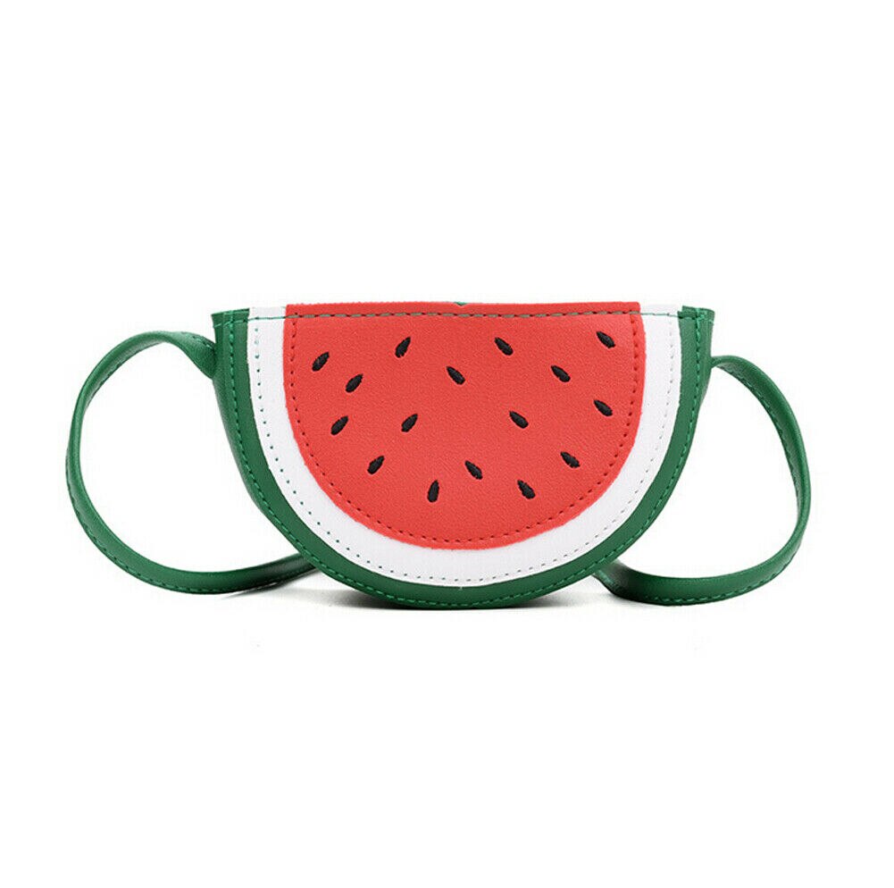 Mode Kinderen Leuke PU Lederen Fruit Crossbody Handtas Kids Meisjes Watermeloen Leuke Kleine Schoudertas: green