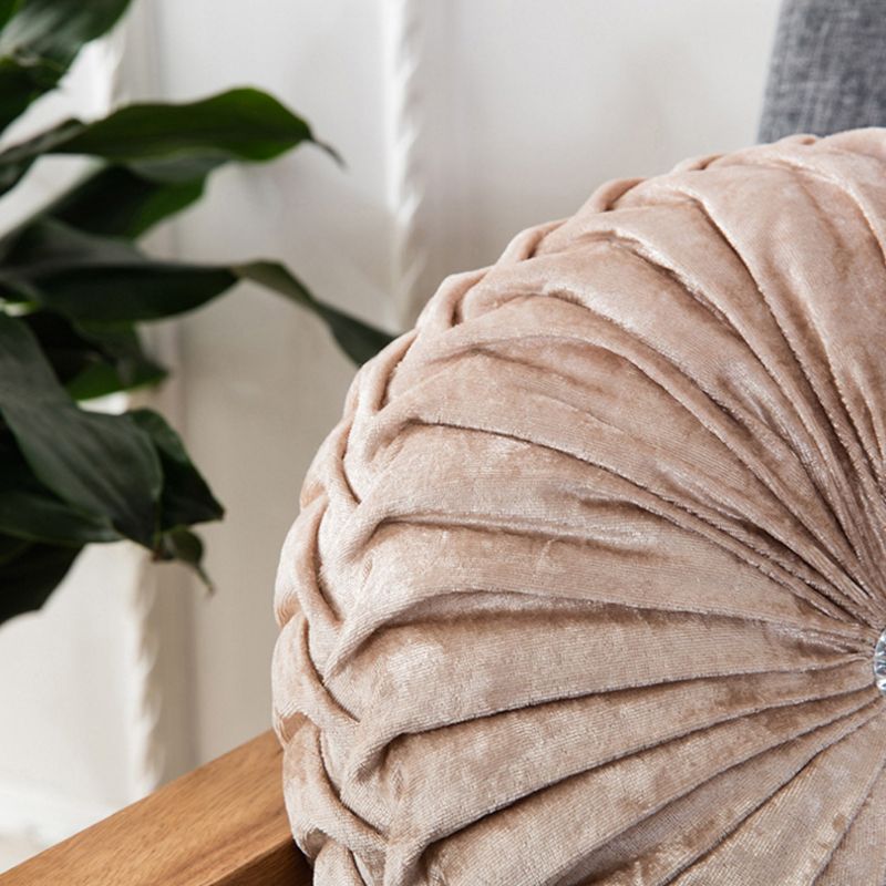 European Style Throw Pillow Luxury Velvet Cushion Pleated Fabric Handmade Round Wheel Pumpkin Seat Cushions