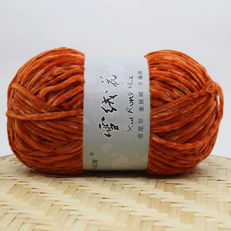 Hilo de terciopelo de chenilla para tejer, lana gruesa y cálida de ganchillo, lana de algodón para bebé, suéter de punto artesanal, 100g por rollo: Naranja