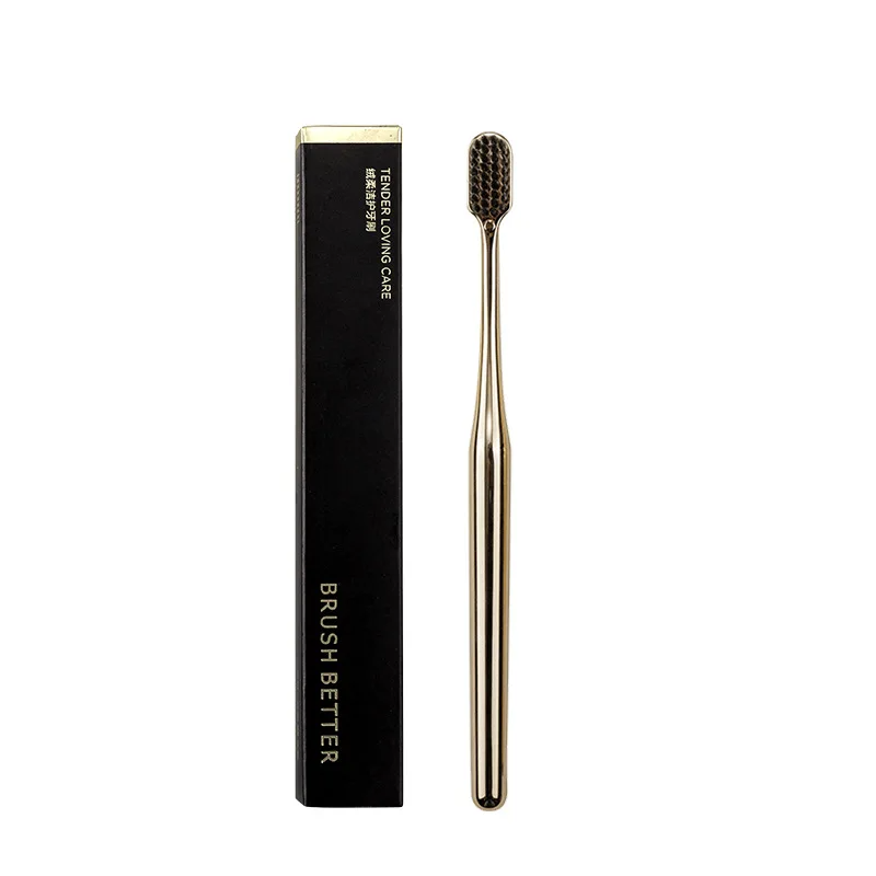 2/1pcs Luxury Soft Toothbrush Gold Silver Toothbrushes for Men and Women Adult Tooth Brush Electroplated High-end Dental Brushes: Orange