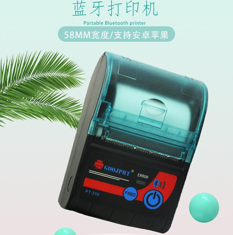 Portable Mini 58mm Bluetooth Thermal Receipt Ticket 57 50 paper Printer For Mobile Phone Bill Machine shop printer for Store: MTP-250 / EU plug