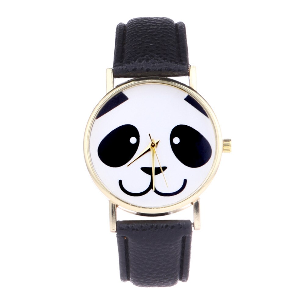 Casual Leuke Panda Horloge Vrouwen Horloges Lederen Band Analoge Quarz Horloges Goedkope Prijs Relogio Feminino Reloj Mujer