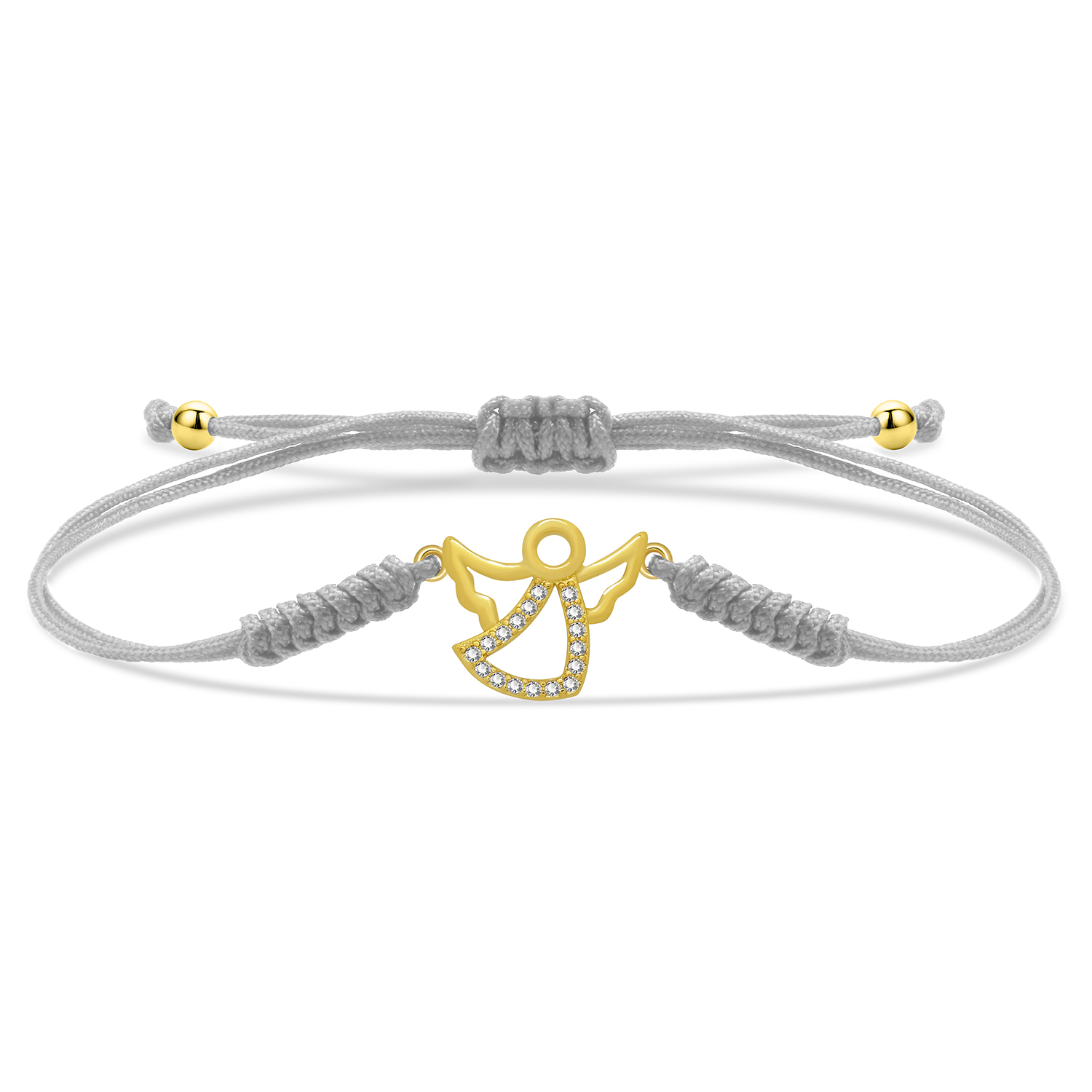 Vergulde Koperen Witte Zirkonia Stenen Cz Schattige Engel Bedelarmband Meisje 2024 Mode Zwart Rood Koord Knoop Sieraden Cadeau