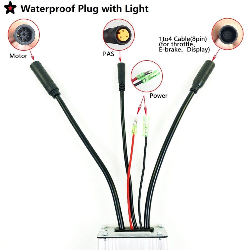Een Dag Kt Controller 17A 36V/48V Ebike Controller Blokgolf Voor 250W 350W 500W Ebike conversie Kit