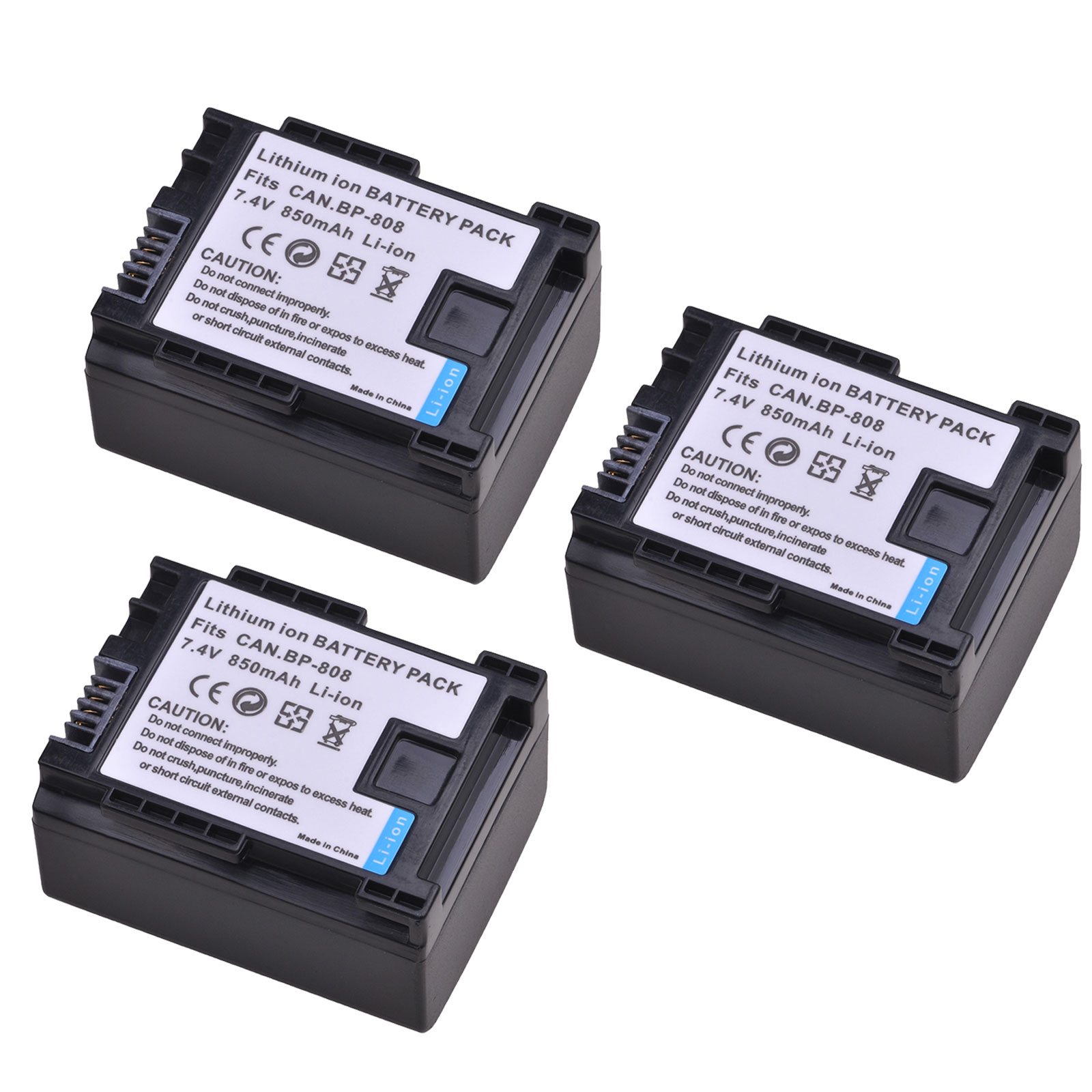 Batería de iones de litio BP-808 BP 808 de 850mAh + cargador LCD para Canon BP-827 BP 827 BP-819 BP-807 BP-809 XA10 HF20 HF10 HF100 HG20: Azul
