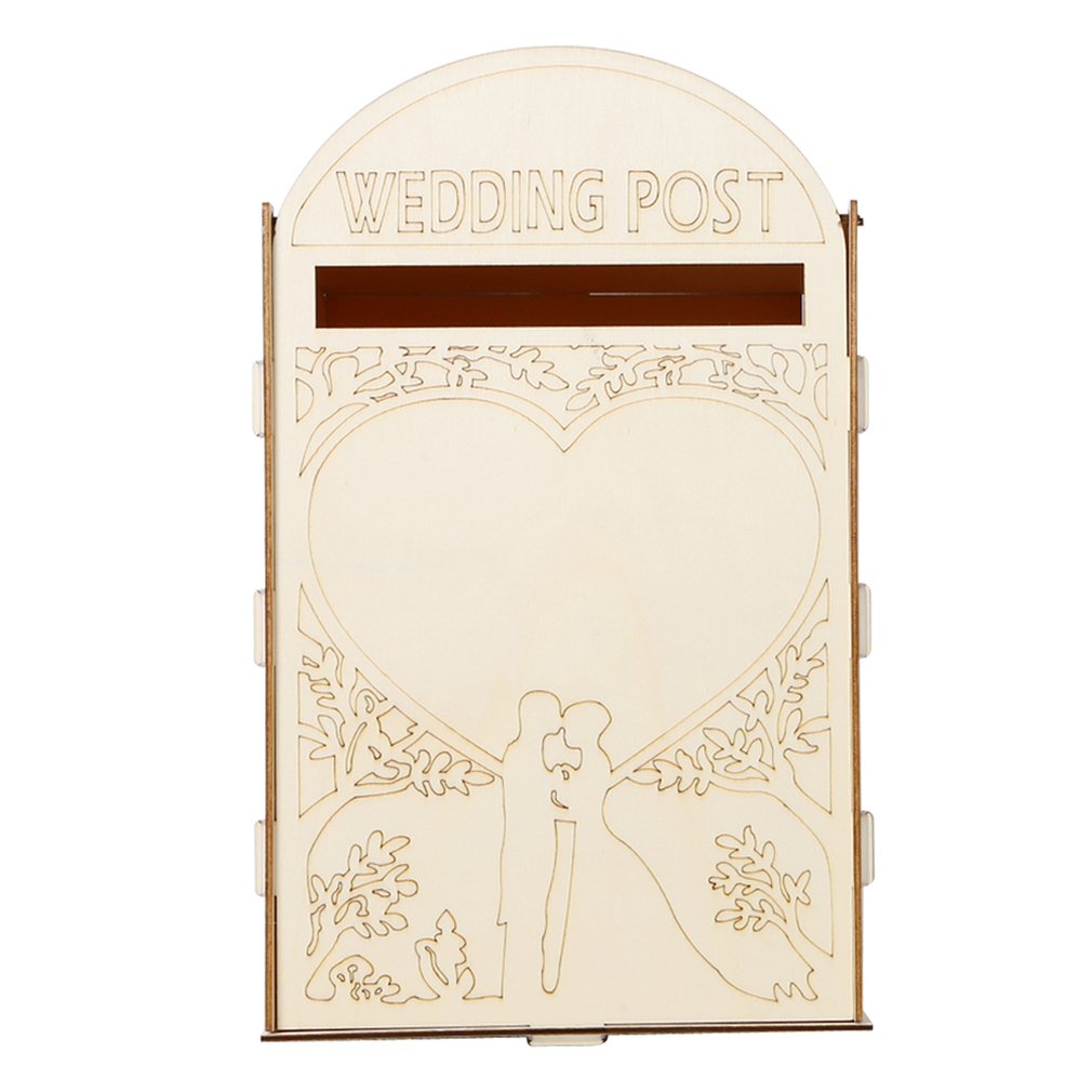Buzón de madera para boda, decoración de estilo de poste real, Letra de boda de madera, caja original, adornos para manualidades: Default Title