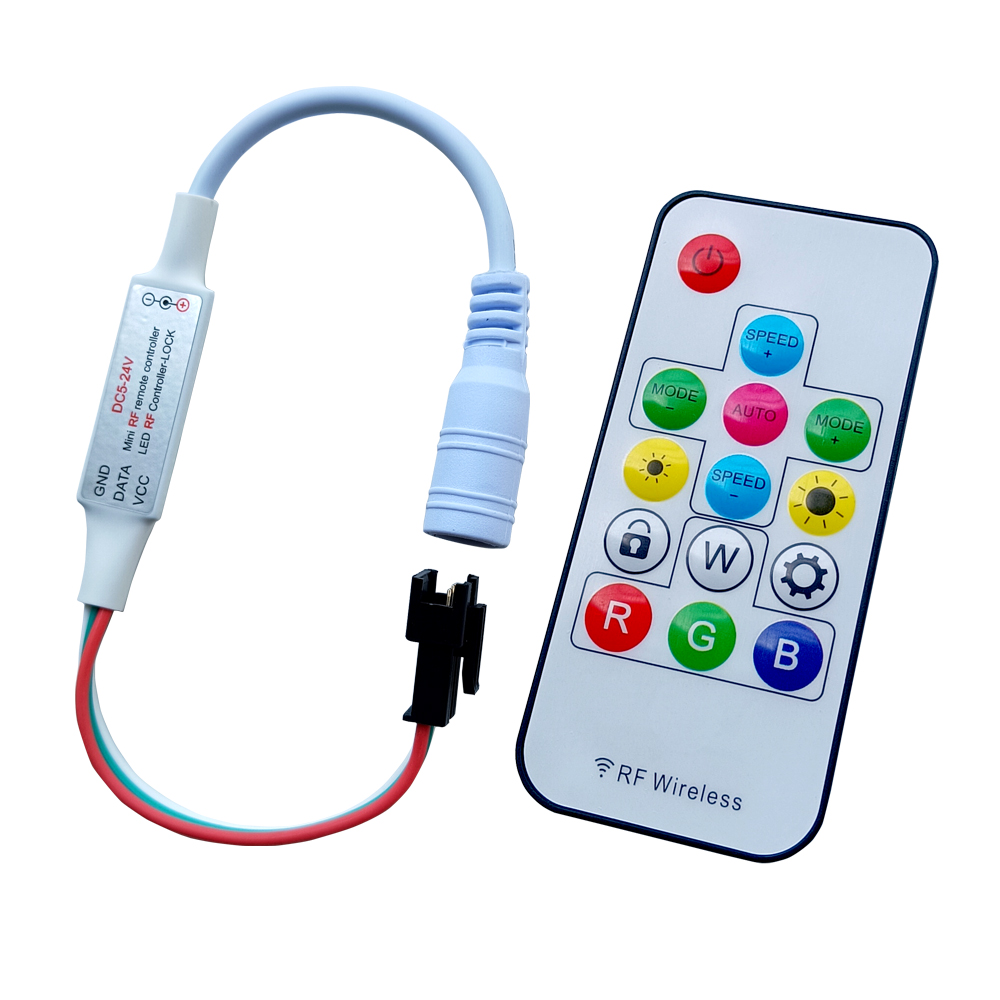 14Keys LED Mini Controller Wireless DIY RF Remote USB/DC For WS2811 WS2812B Individually Addressable LED Strip Light 2048 Pixels: Beige