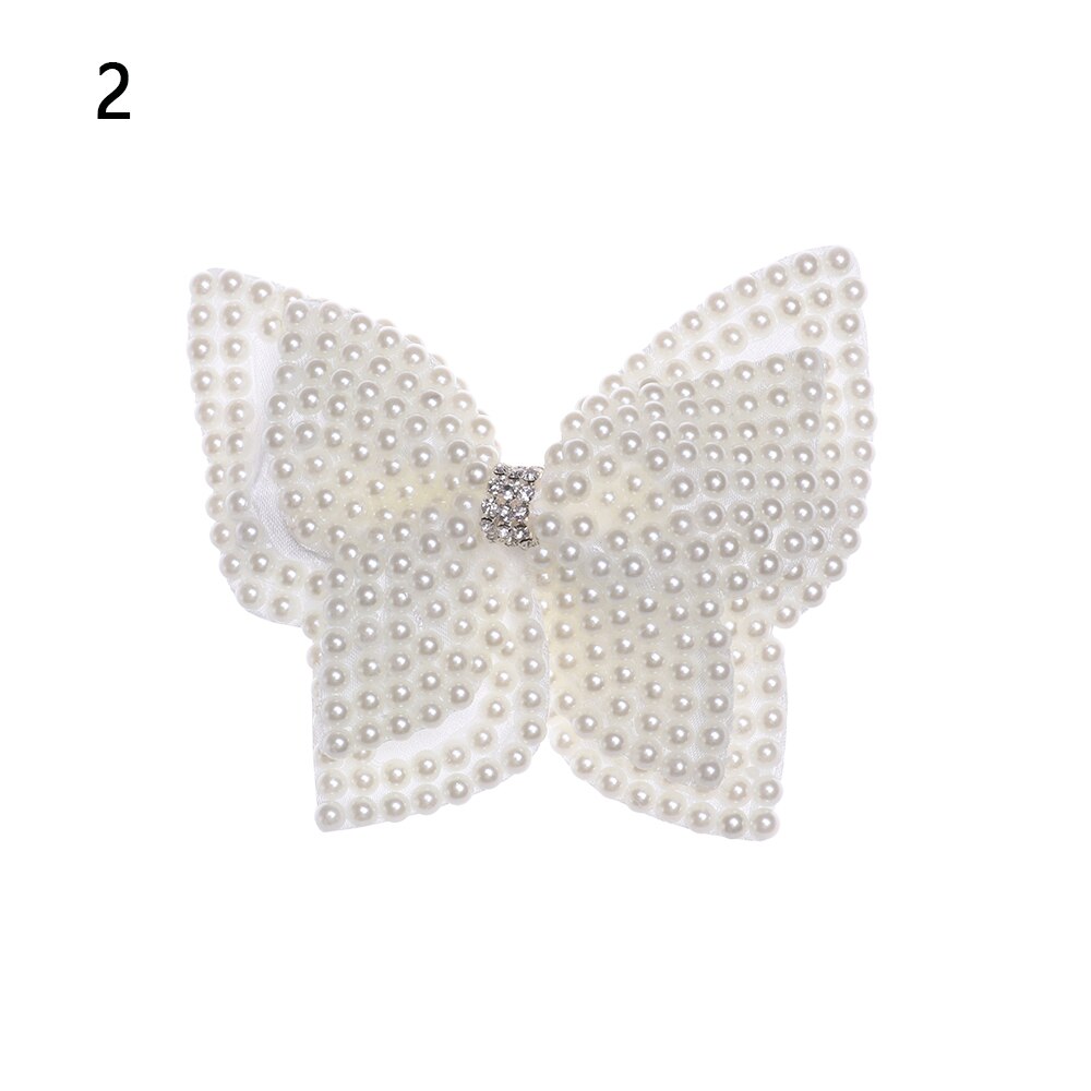 Pince à cheveux perle blanche pour filles | 1 pièce, avec couches de Boutique en strass, nœuds centraux, épingles à cheveux, accessoires pour cheveux: 2