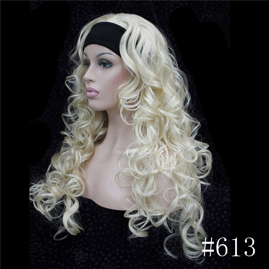 StrongBeauty, cabello rizado largo para mujer, 3/4 pelucas, peluca con diadema para mujer negra/rubia, 7 colores: #613