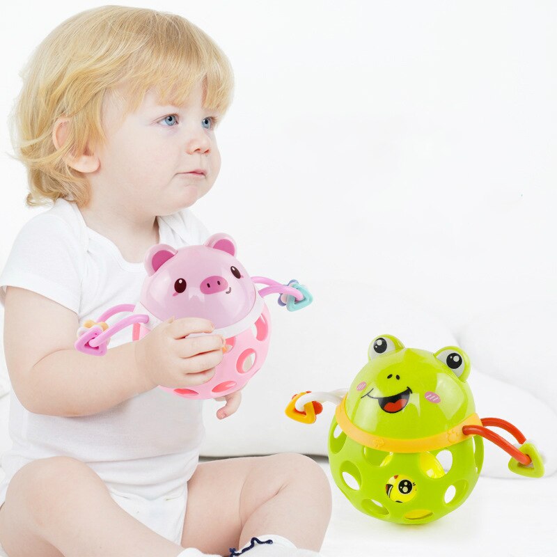Baby Hand Bell 0-12 Months Puzzle Grasp Ball Soft Plastic Teeth Toy Animals Toys for WJ602
