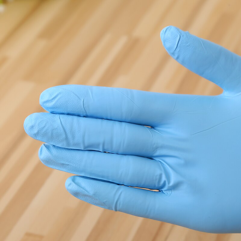 Long Sleeve Blue Disposable Rubber Gloves Household Cleaning Catering Food 12inch Nitrile Gloves Thick and Durable Gloves