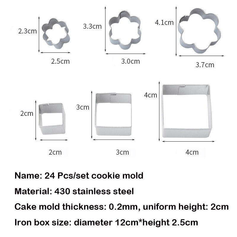 24 Pcs/set Baking Tools Cookie Chocolate Cake Baking Set DIY Kitchen Tool Cookie Cutters Mold Birthday Party Decoration