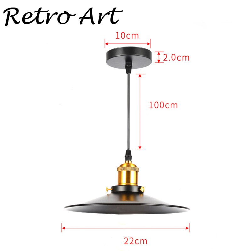 Decoratieve Hanglamp E27 Bar Restaurant Lamp Armaturen Vintage Edison Stijl Opknoping Lamp Met Lampenkap: 22CM
