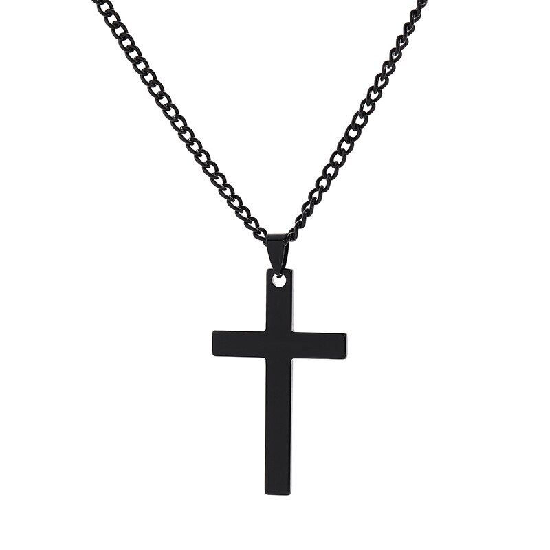 Vintage Cross Pendant Necklace Simple Necklace Black/Gold/Silver Chain Pendant Necklaces for Men and Women Necklace